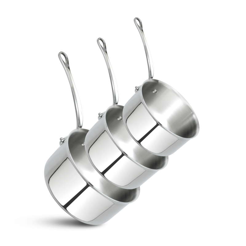 Batterie de 3 casseroles en inox M'COOK