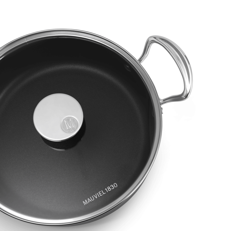 Cocotte antiadhésive en aluminium anodisé avec couvercle verre M'STONE 3