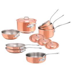 Batterie de 12 pièces en cuivre inox induction M'6S
