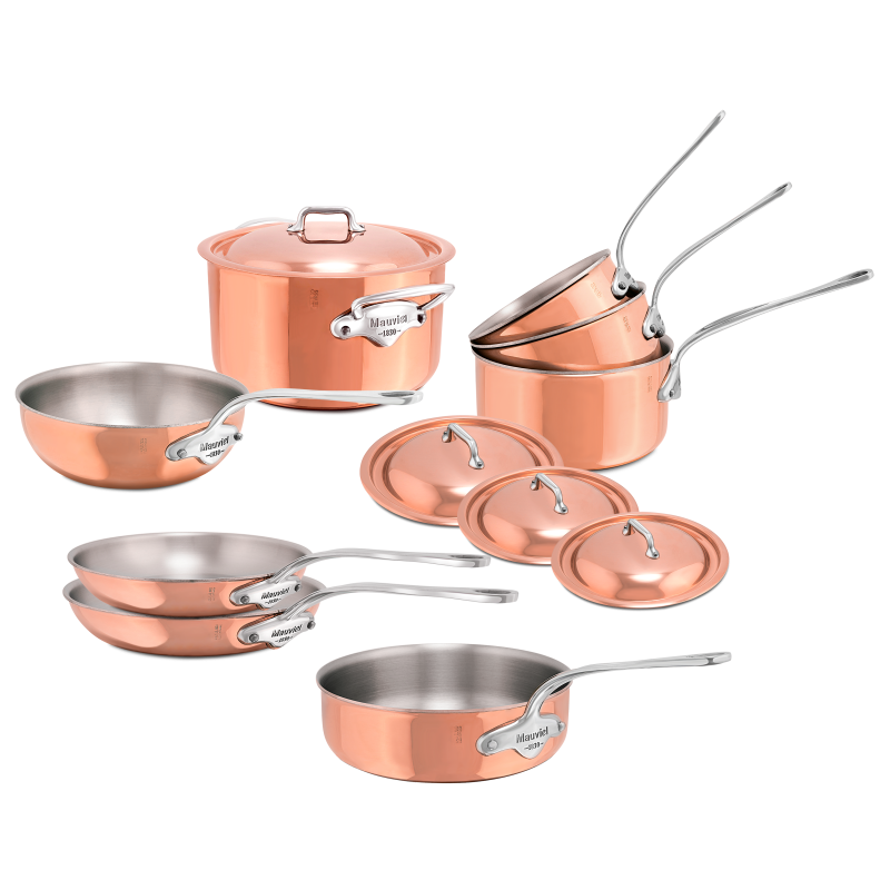 Batterie de 12 pièces en cuivre inox induction M'6S