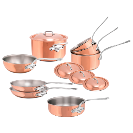 Batterie de 12 pièces en cuivre inox induction M'6S