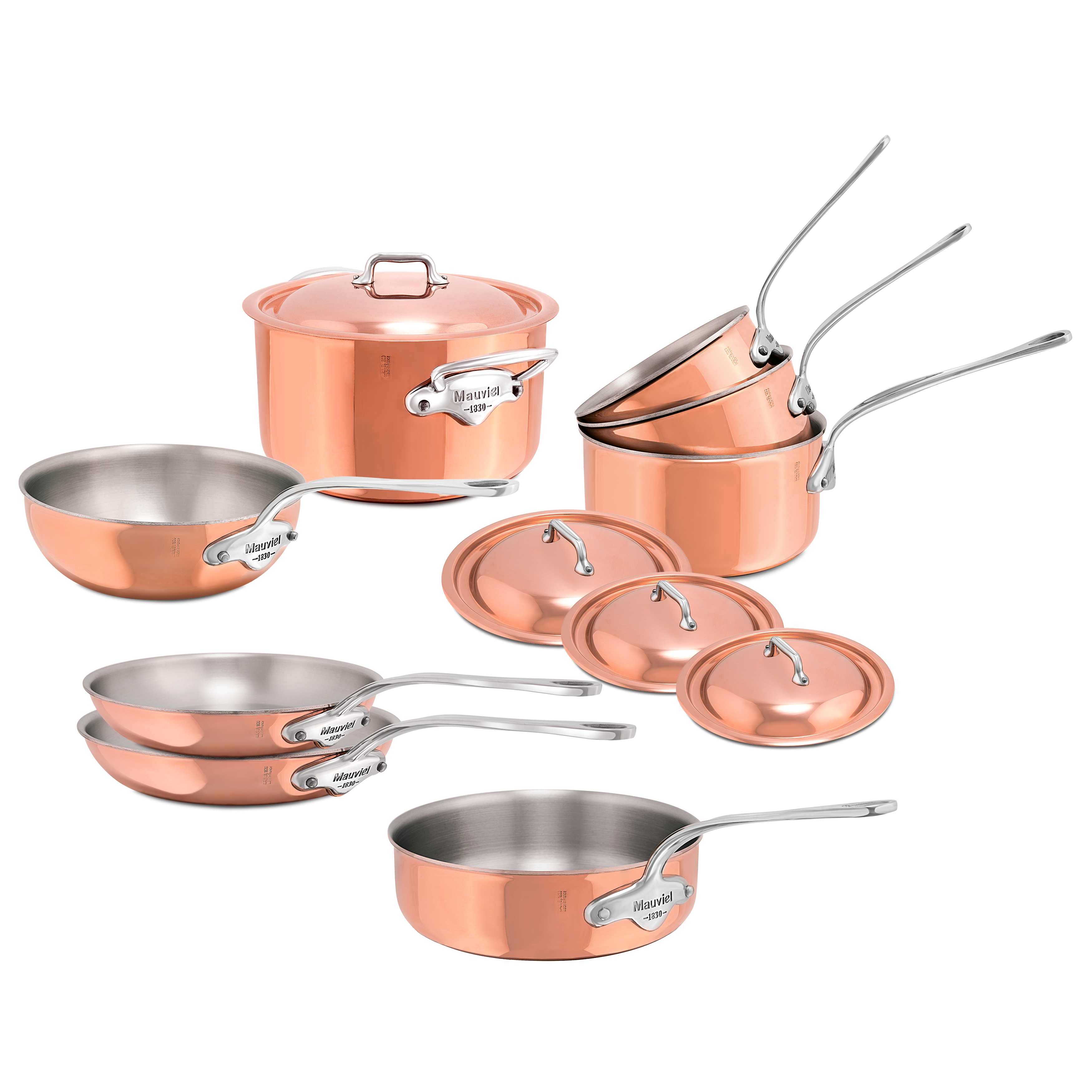 Batterie de 12 pièces en cuivre inox induction M'6S