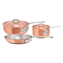 Batterie de 5 pièces en cuivre inox induction M'6S