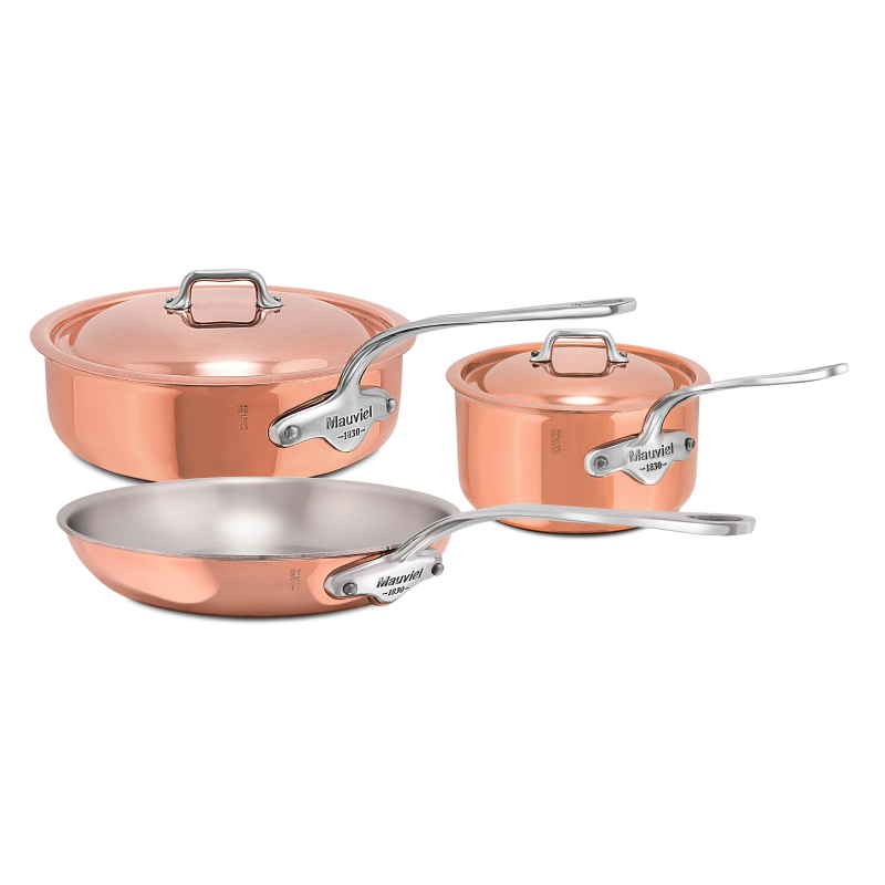 Batterie de 5 pièces en cuivre inox induction M'6S
