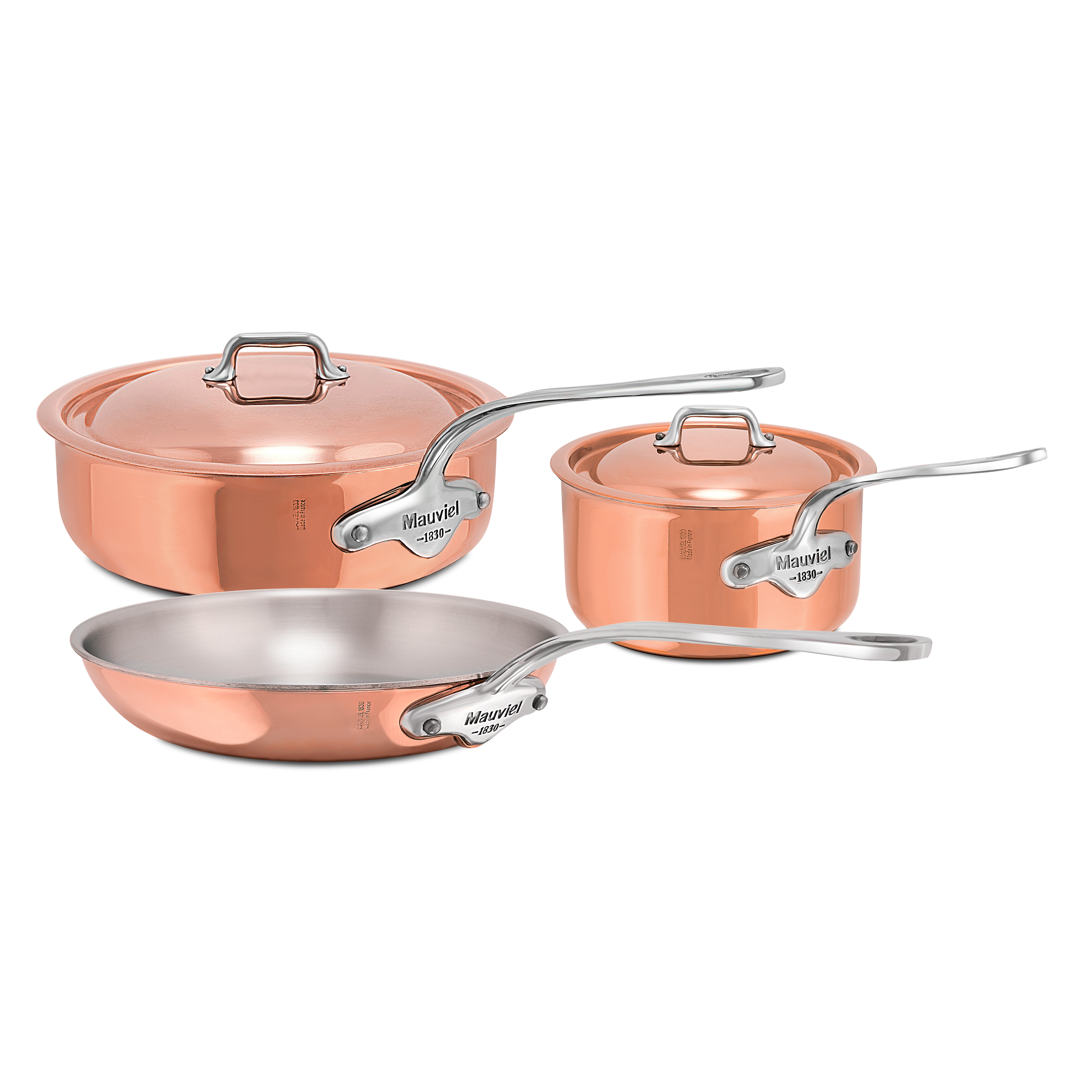 Batterie de 5 pièces en cuivre inox induction M'6S