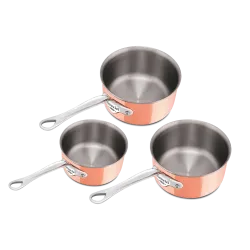 Batterie de 3 casseroles en cuivre inox induction M'6S