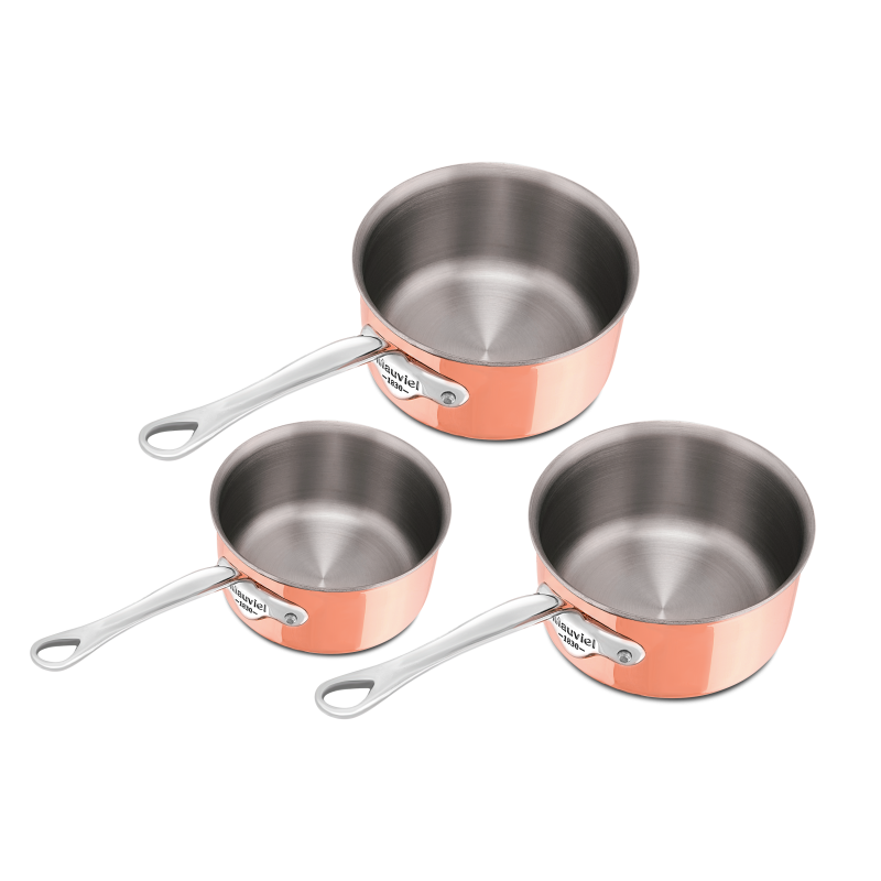 Batterie de 3 casseroles en cuivre inox induction M'6S