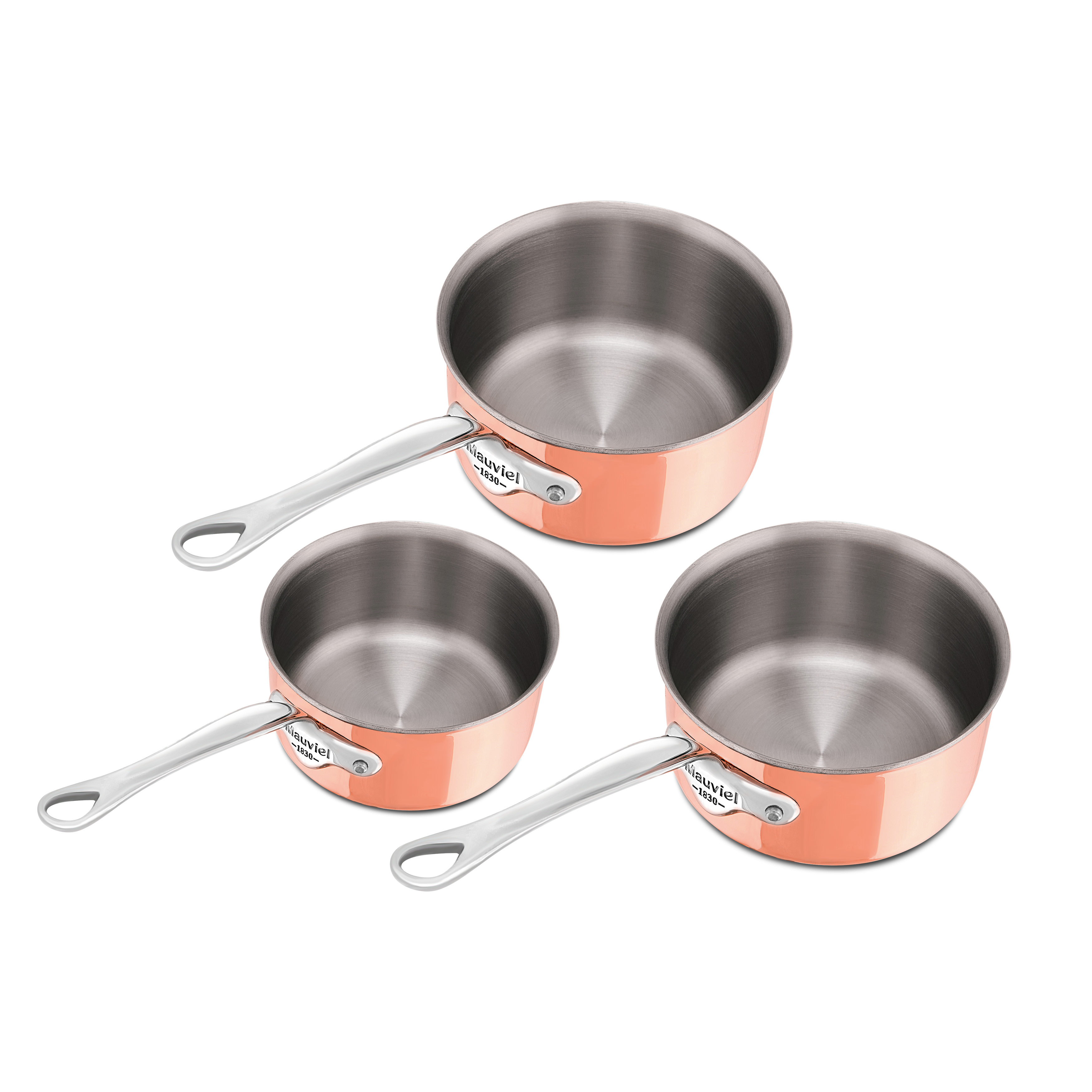 Batterie de 3 casseroles en cuivre inox induction M'6S