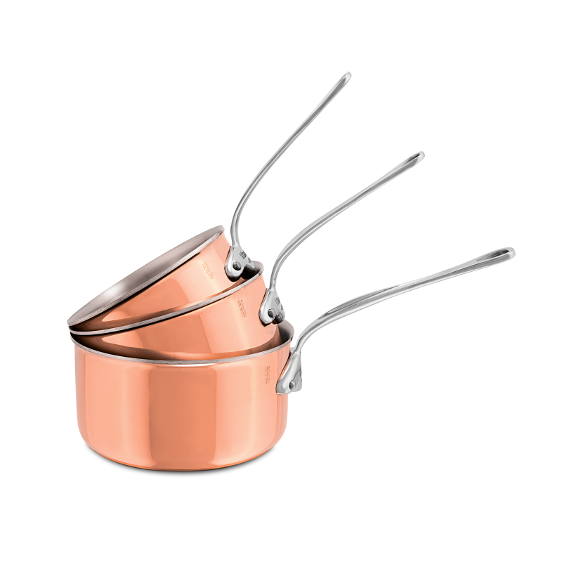 Batterie de 3 casseroles en cuivre inox induction M'6S