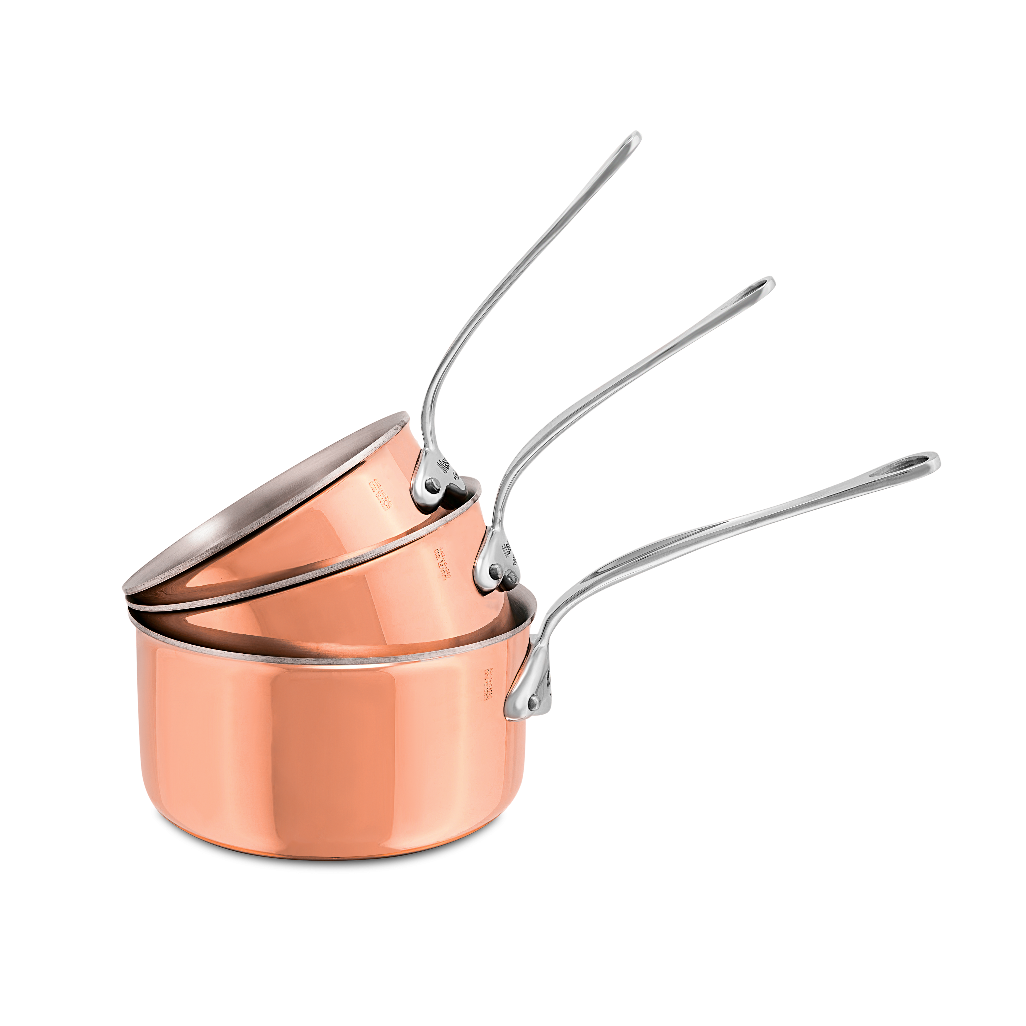 Batterie de 3 casseroles en cuivre inox induction M'6S