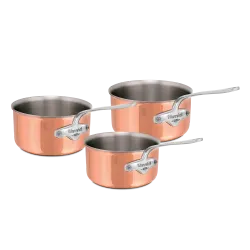 Batterie de 3 casseroles en cuivre inox induction M'6S