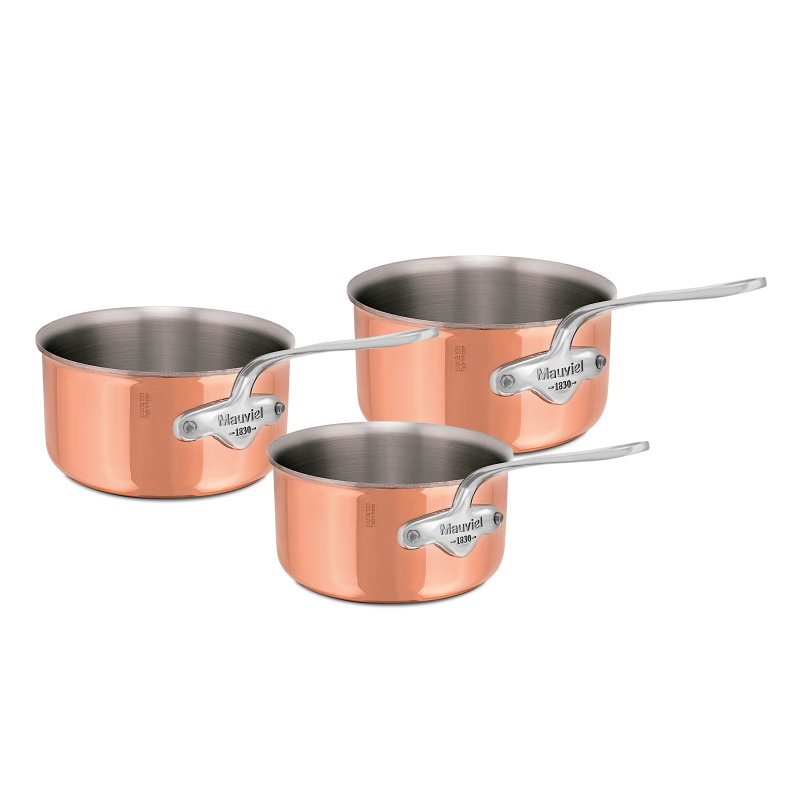 Batterie de 3 casseroles en cuivre inox induction M'6S