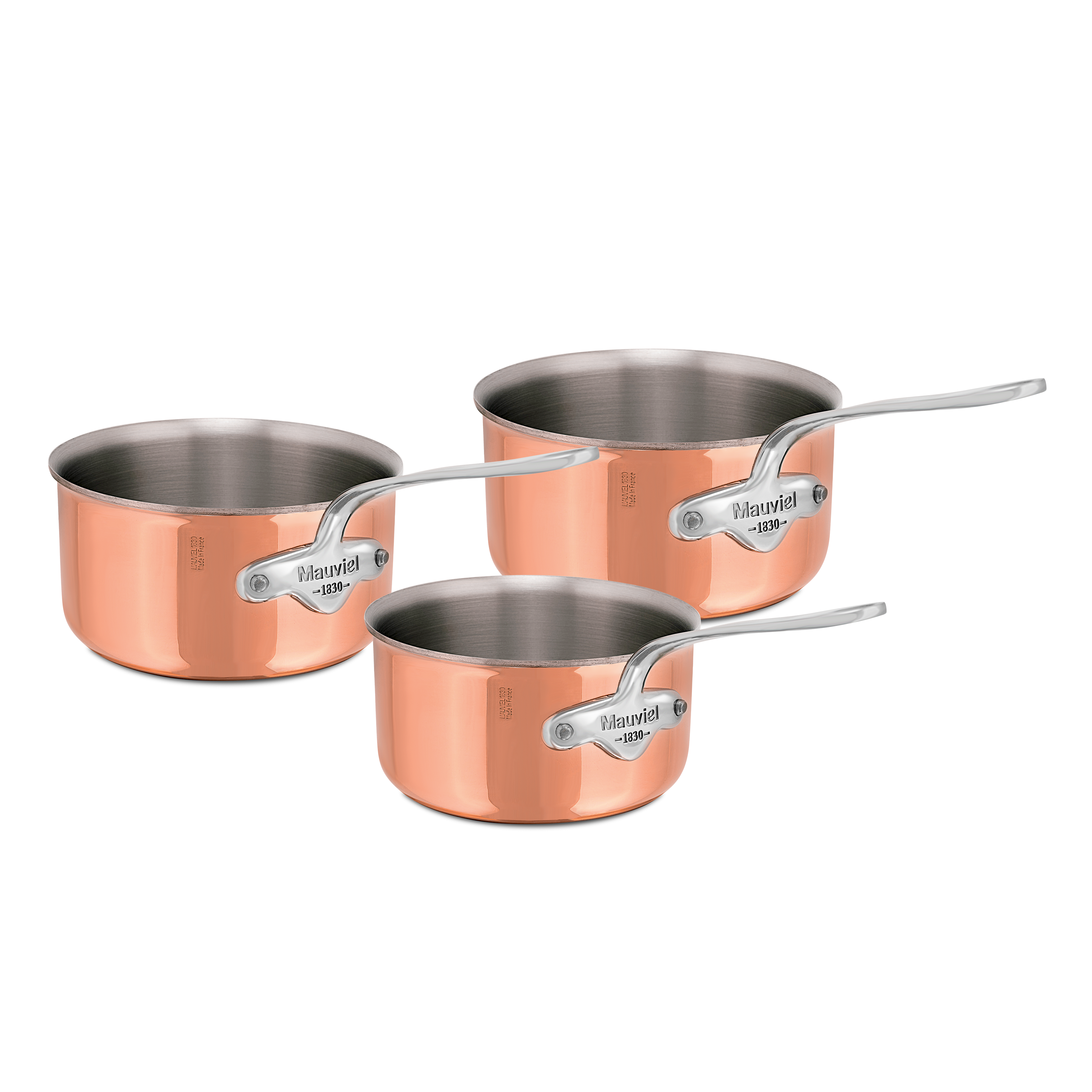 Batterie de 3 casseroles en cuivre inox induction M'6S