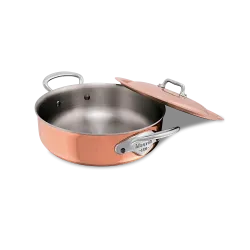Rondeau en cuivre inox induction avec couvercle M'6S