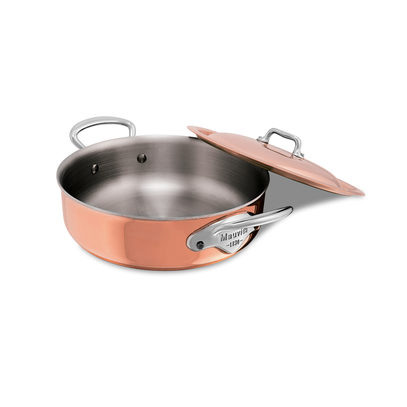 Rondeau en cuivre inox induction avec couvercle M'6S
