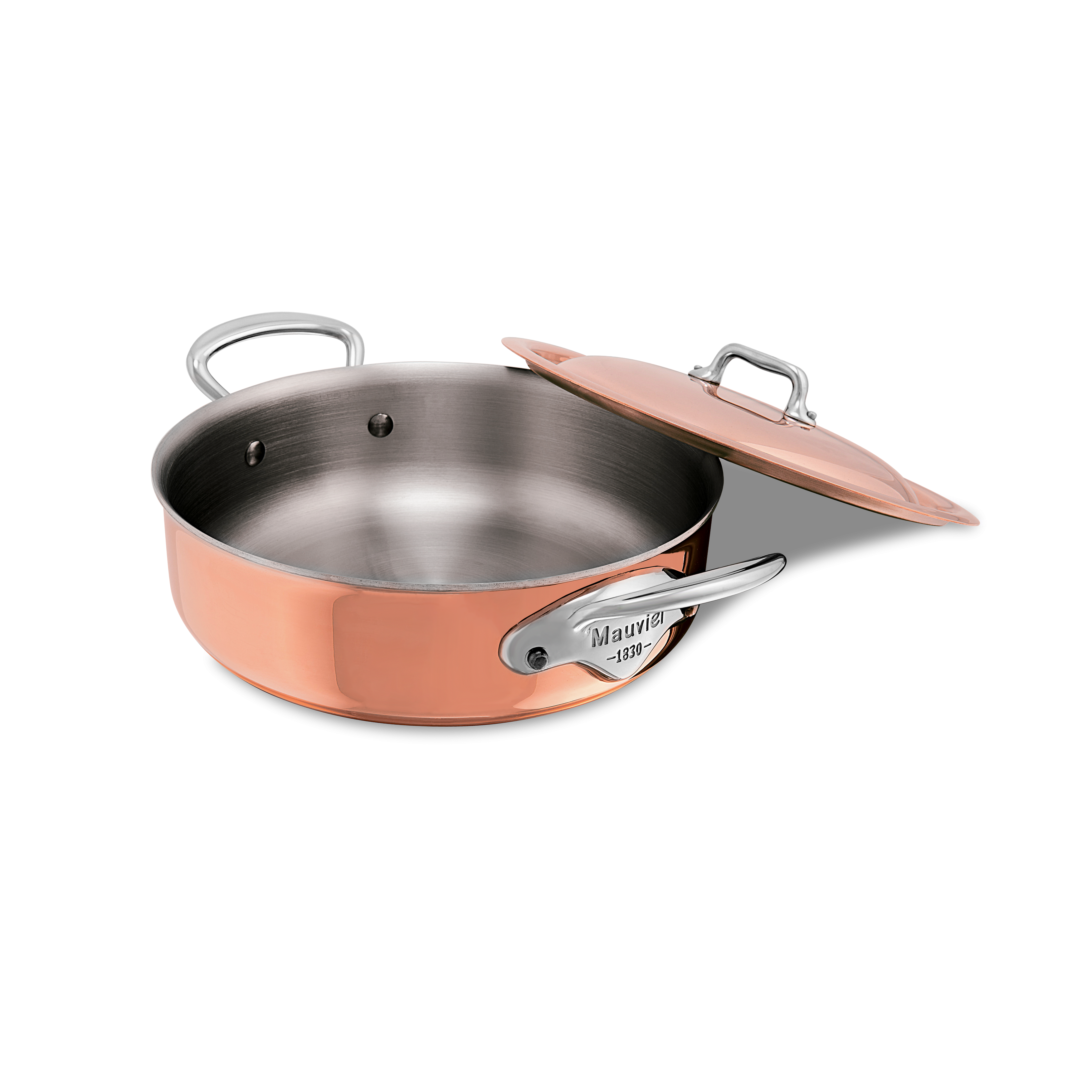 Rondeau en cuivre inox induction avec couvercle M'6S
