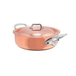 Rondeau en cuivre inox induction avec couvercle M'6S