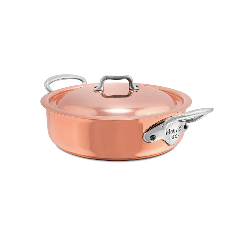 Rondeau en cuivre inox induction avec couvercle M'6S