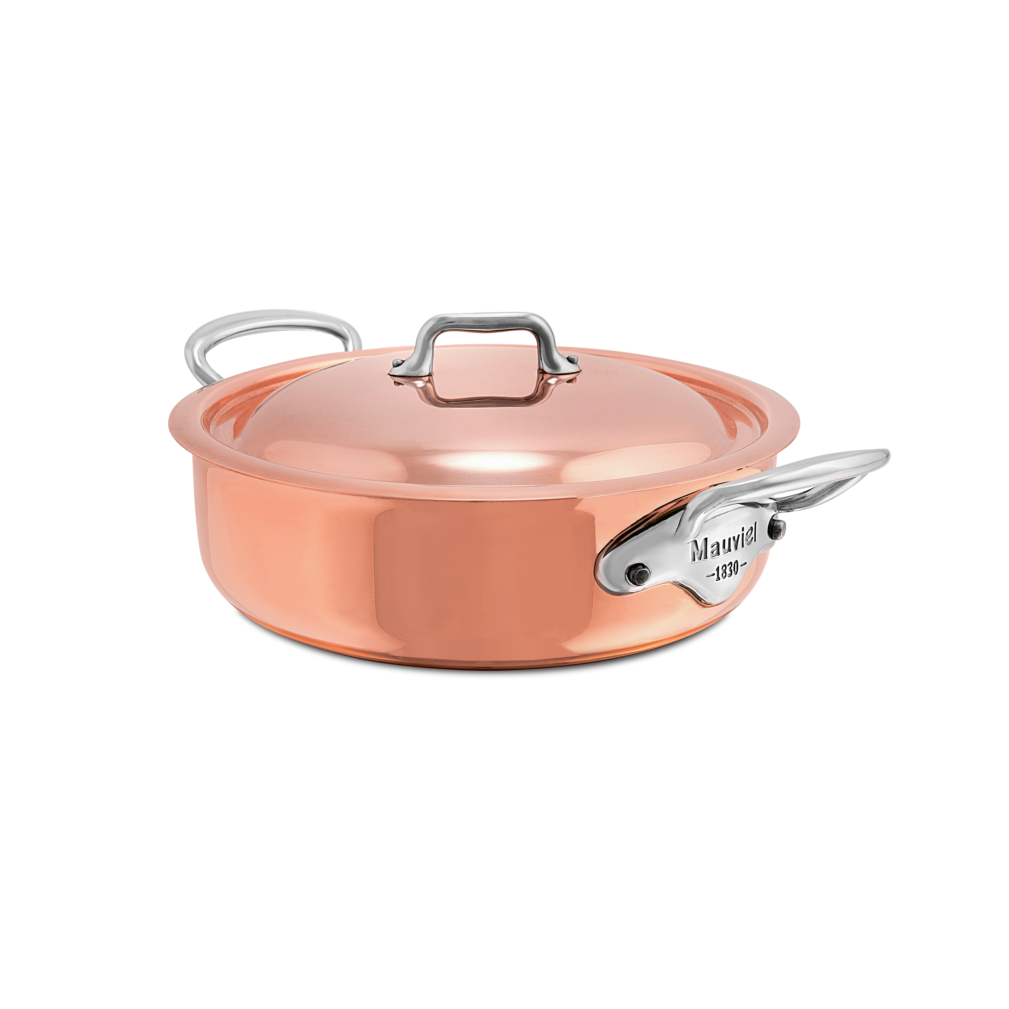 Rondeau en cuivre inox induction avec couvercle M'6S