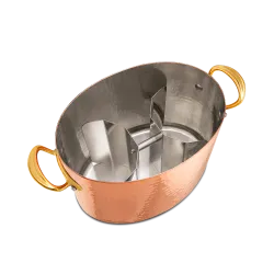 Seau à champagne ovale en cuivre étamé martelé M'30