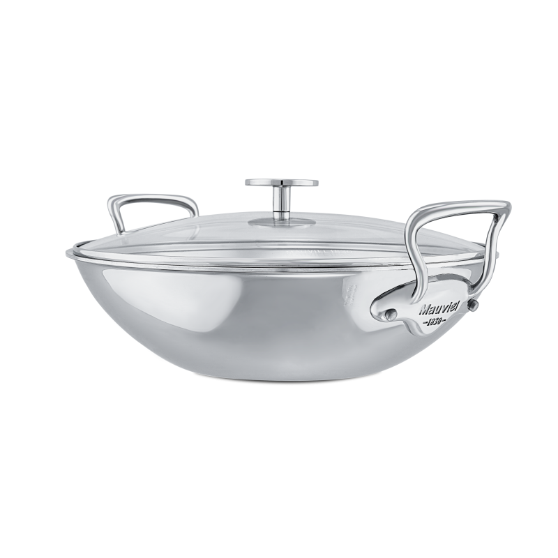 Wok en inox avec couvercle verre M'COOK ACCESSOIRE