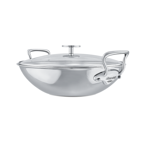 Wok en inox avec couvercle verre M'COOK ACCESSOIRE