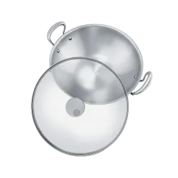 Wok en inox avec couvercle verre M'COOK ACCESSOIRE