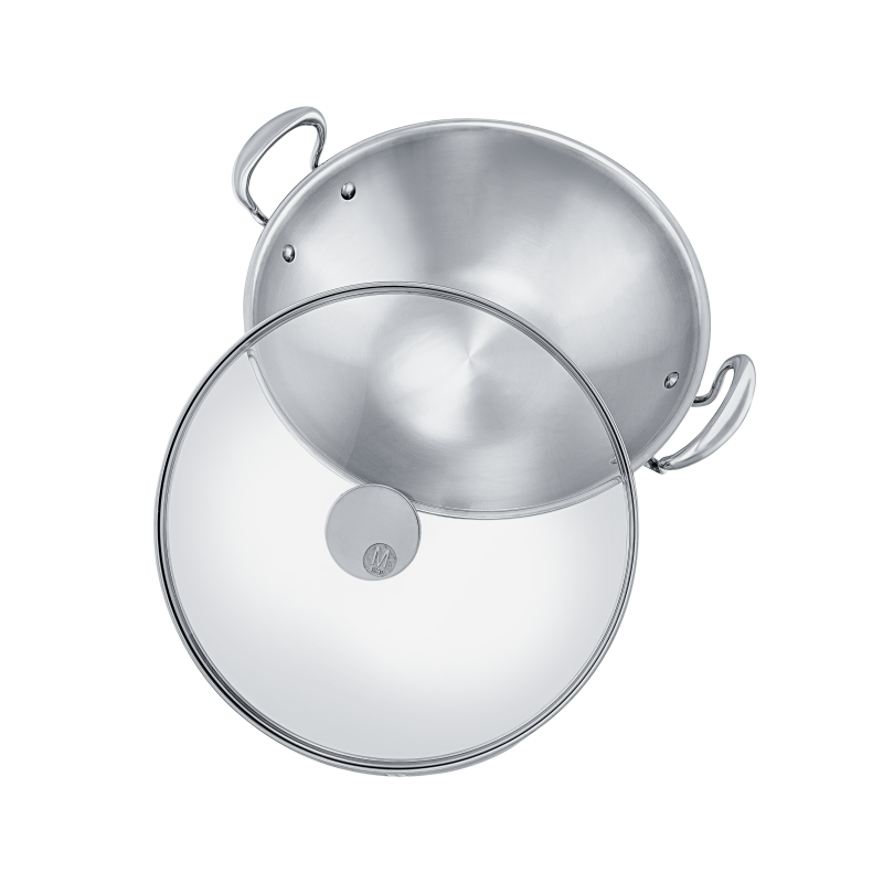 Wok en inox avec couvercle verre M'COOK ACCESSOIRE