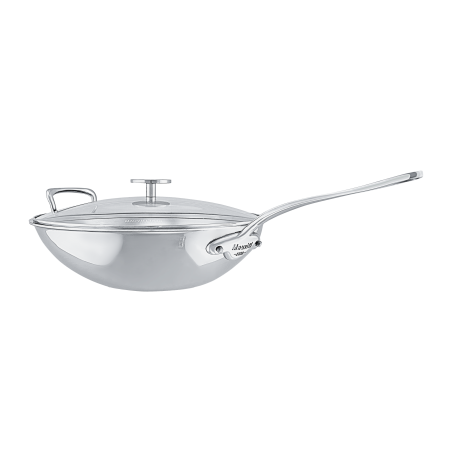 Wok en inox avec couvercle verre M'COOK ACCESSOIRE