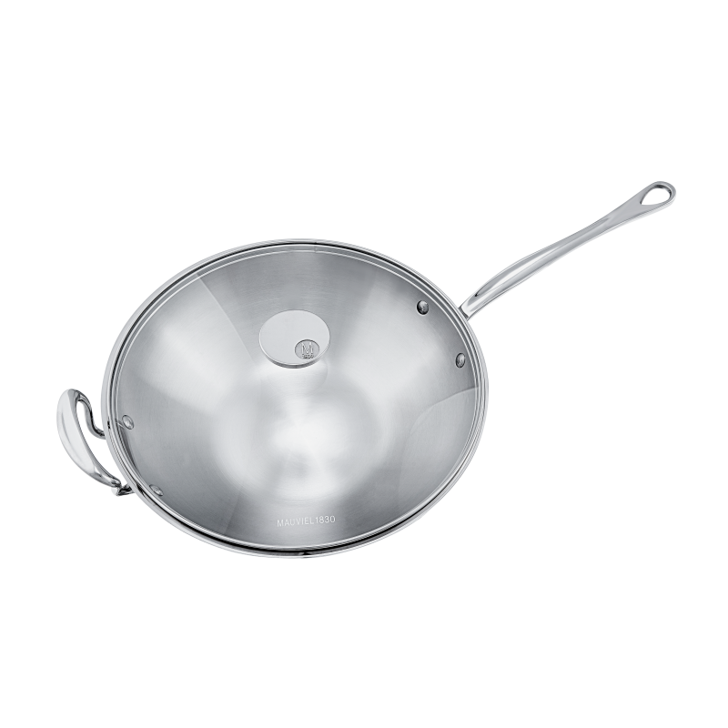 Wok en inox avec couvercle verre M'COOK ACCESSOIRE