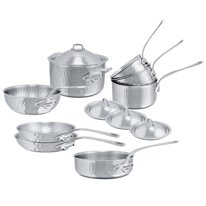 Batterie de 12 pièces en inox martelé M'ÉLITE