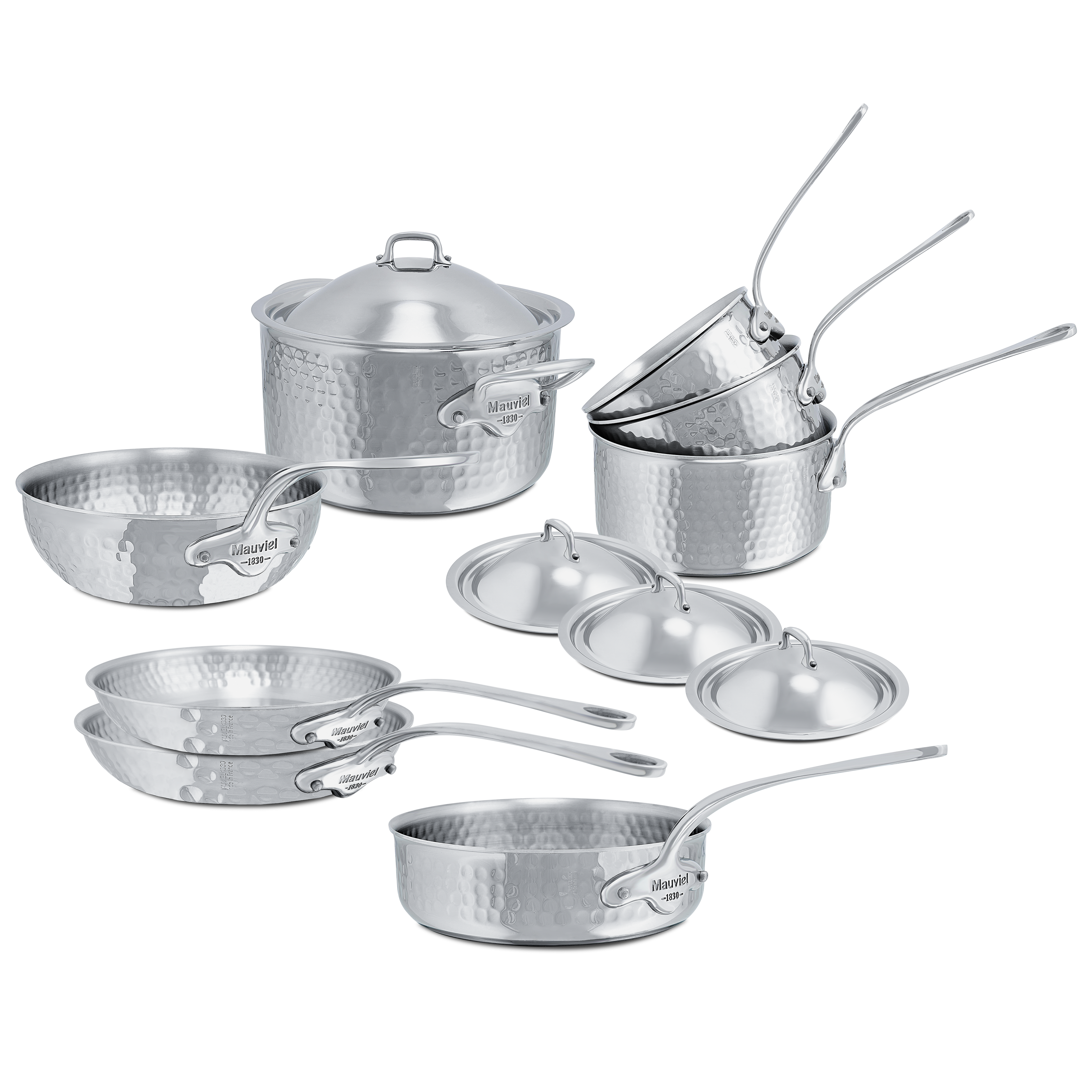Batterie de 12 pièces en inox martelé M'ÉLITE