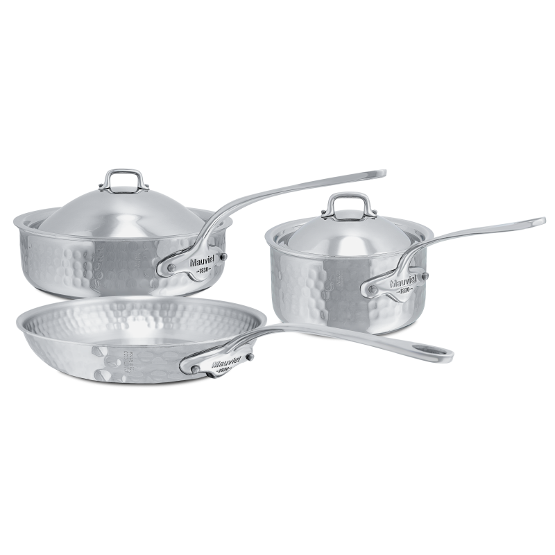 Batterie de 5 pièces en inox martelé M'ÉLITE