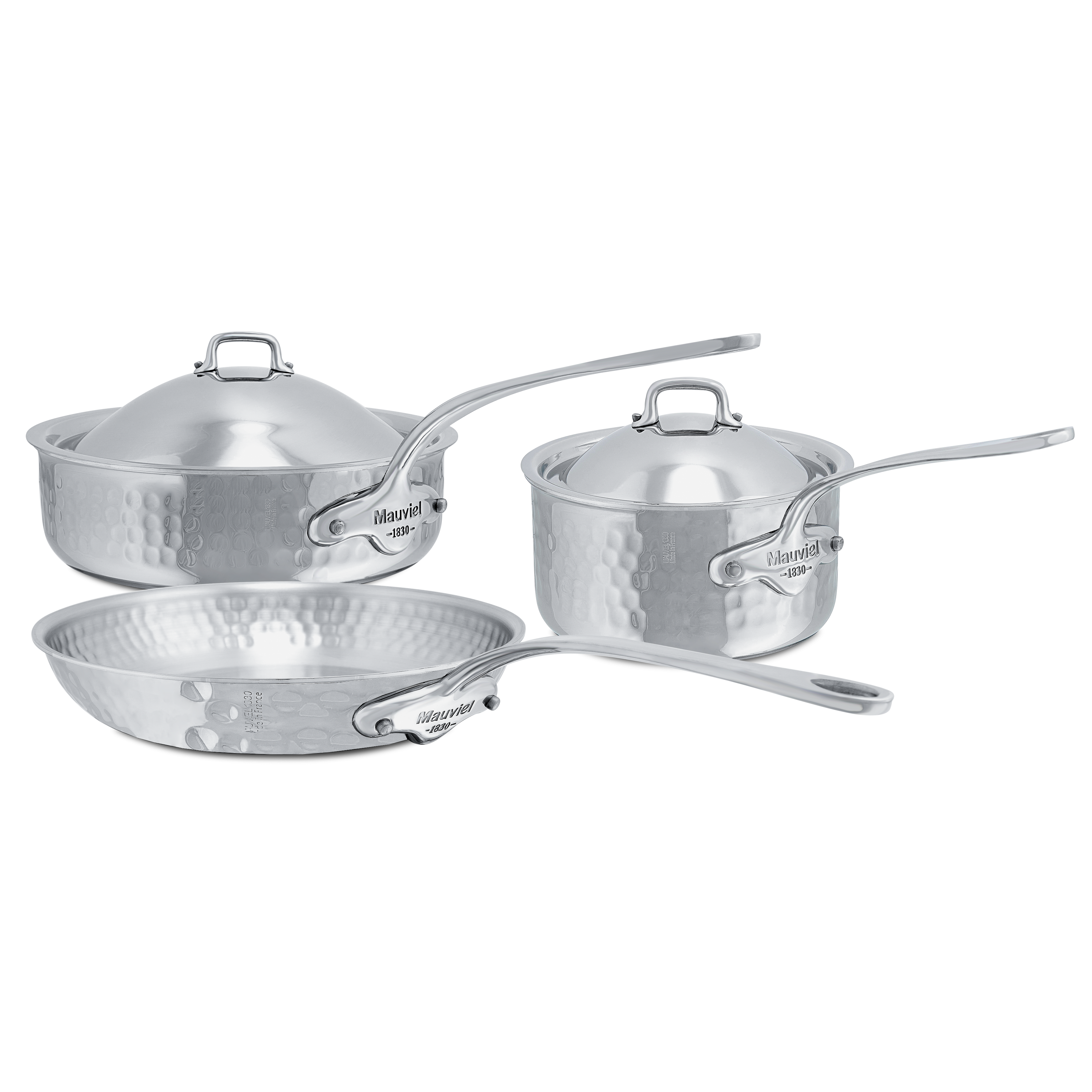 Batterie de 5 pièces en inox martelé M'ÉLITE