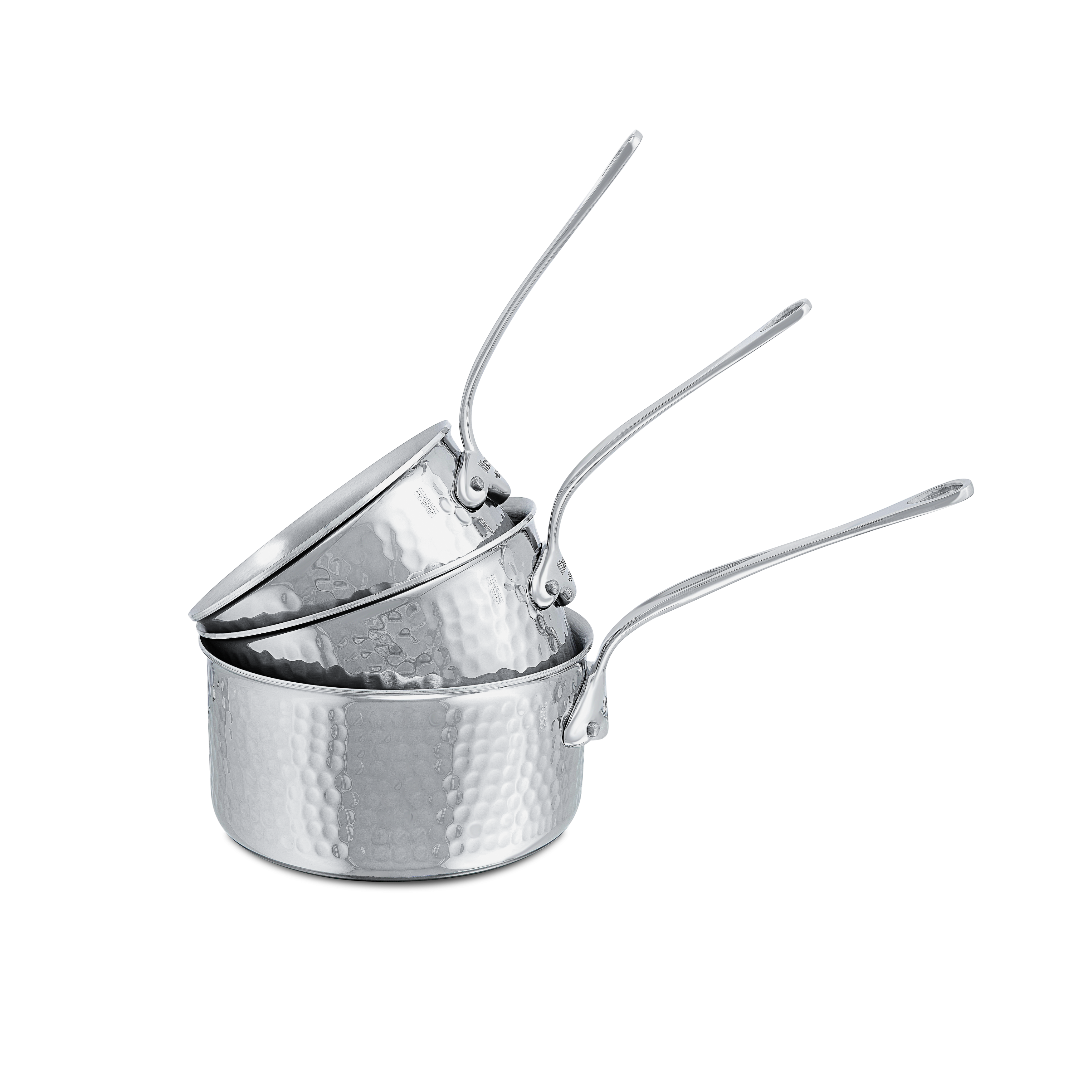 Batterie de 3 casseroles en inox martelé M'ÉLITE