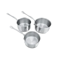 Batterie de 3 casseroles en inox martelé M'ÉLITE