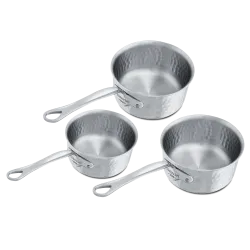 Batterie de 3 casseroles en inox martelé M'ÉLITE