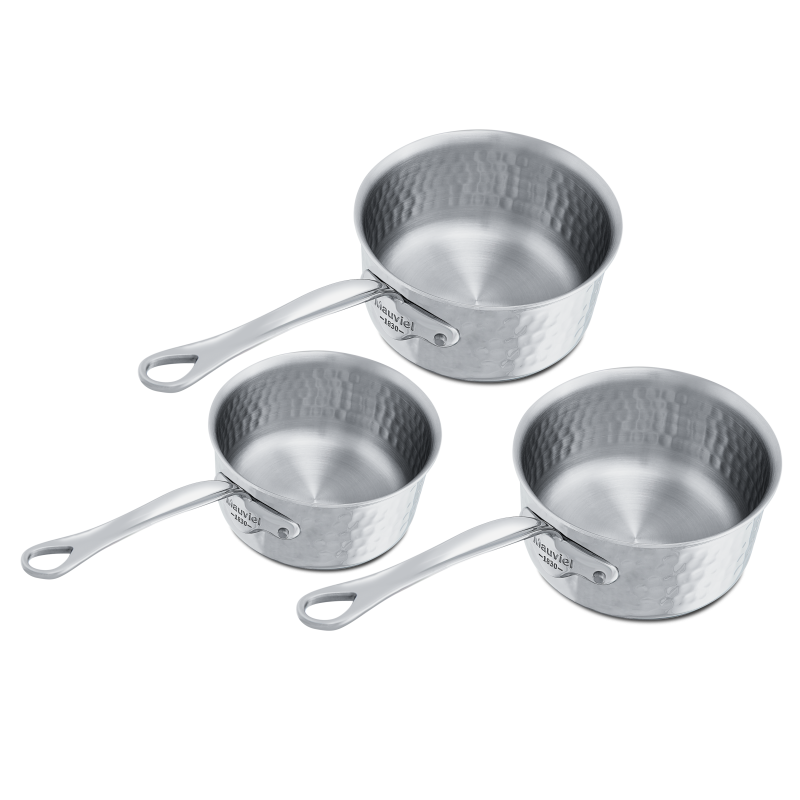 Batterie de 3 casseroles en inox martelé M'ÉLITE