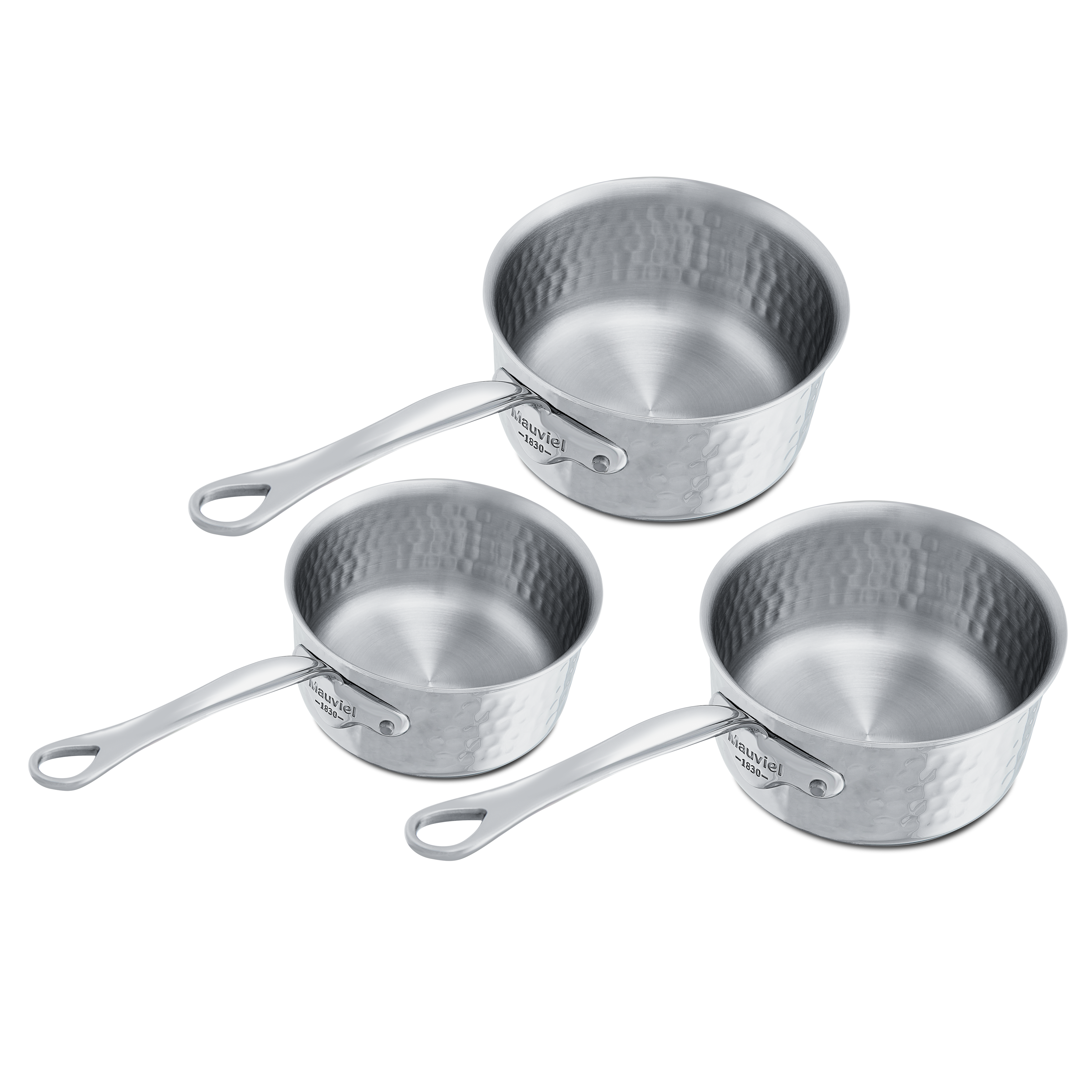 Batterie de 3 casseroles en inox martelé M'ÉLITE
