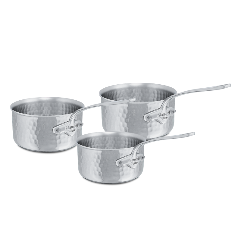 Batterie de 3 casseroles en inox martelé M'ÉLITE
