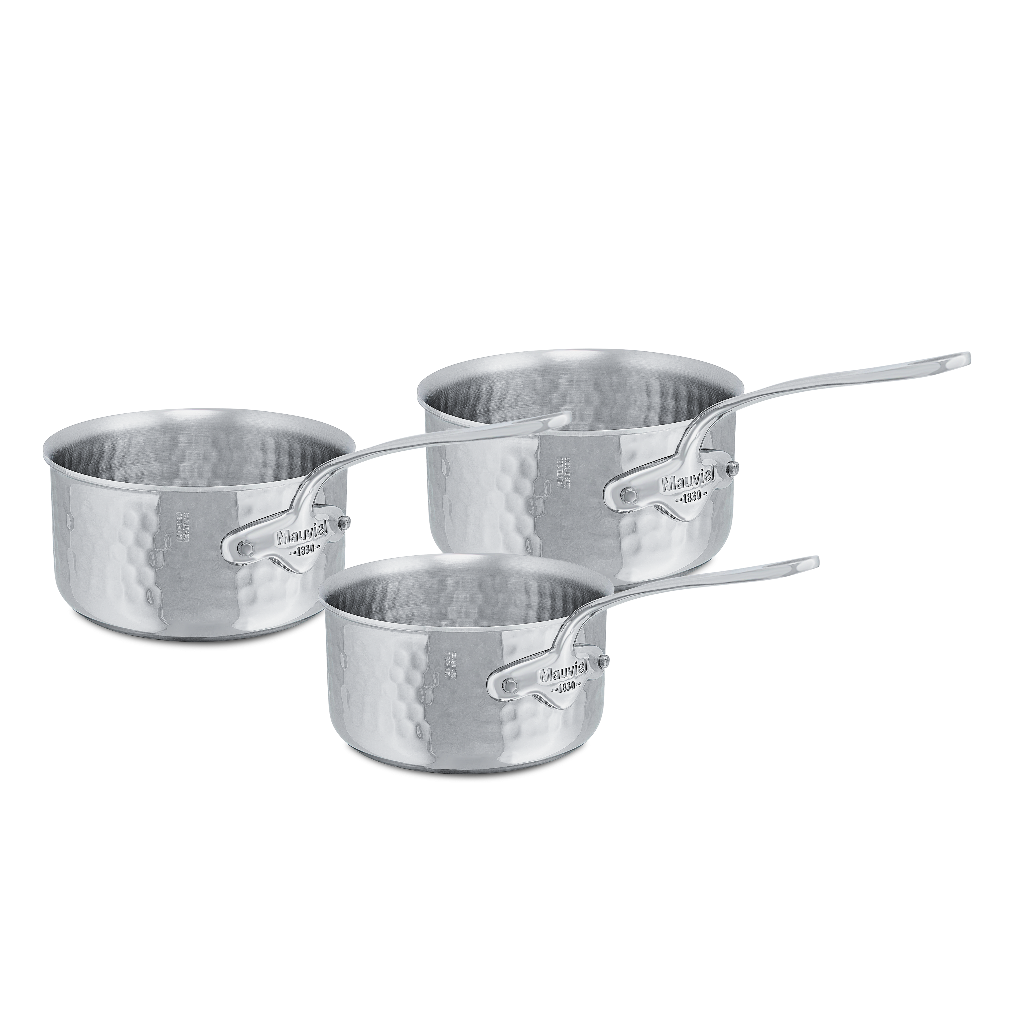 Batterie de 3 casseroles en inox martelé M'ÉLITE