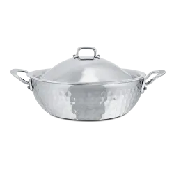 Évasée bombée en inox martelé avec couvercle M'ÉLITE