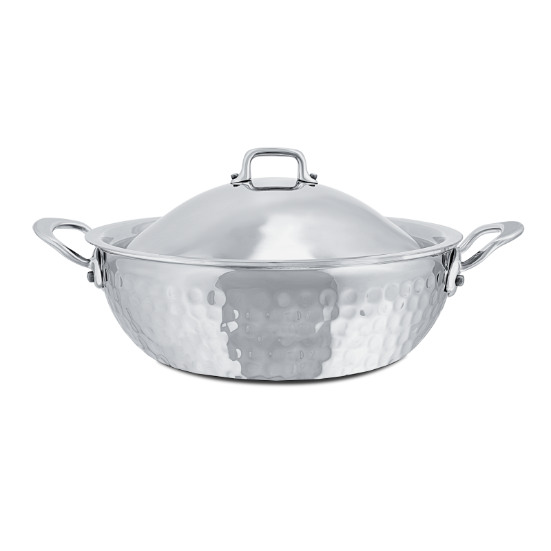 Évasée bombée en inox martelé avec couvercle M'ÉLITE