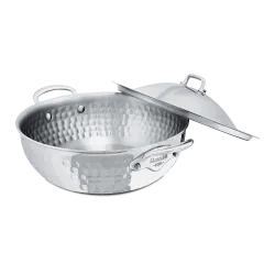 Évasée bombée en inox martelé avec couvercle M'ÉLITE