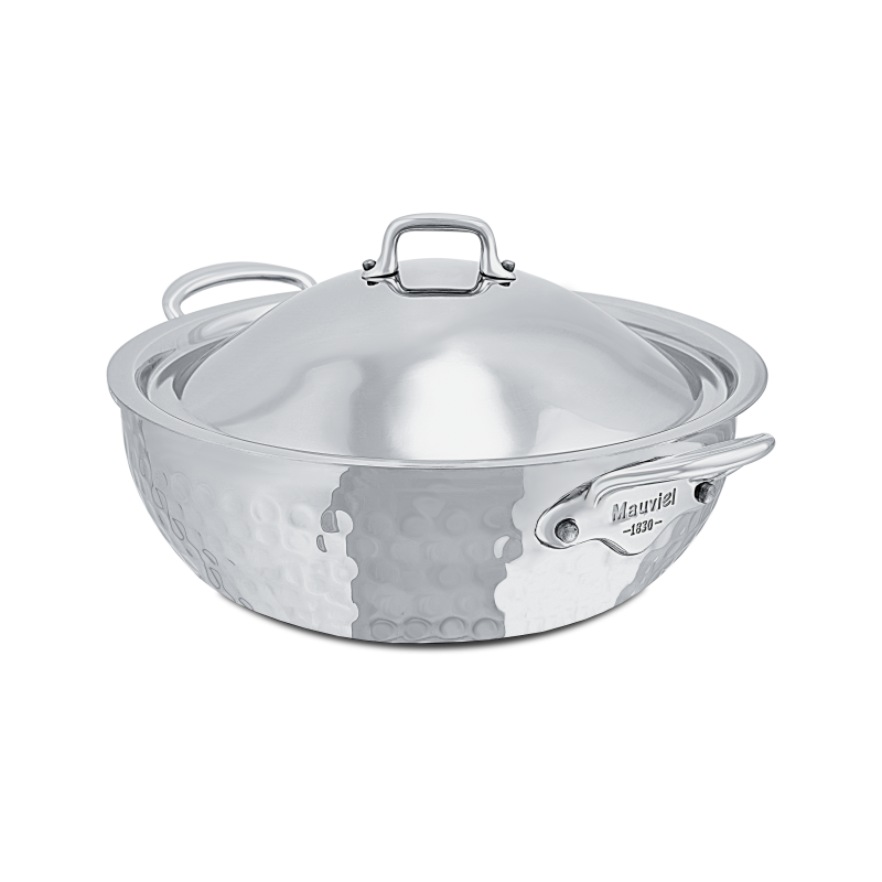 Évasée bombée en inox martelé avec couvercle M'ÉLITE