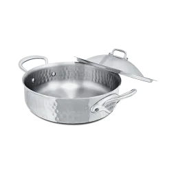 Rondeau en inox martelé avec couvercle M'ÉLITE