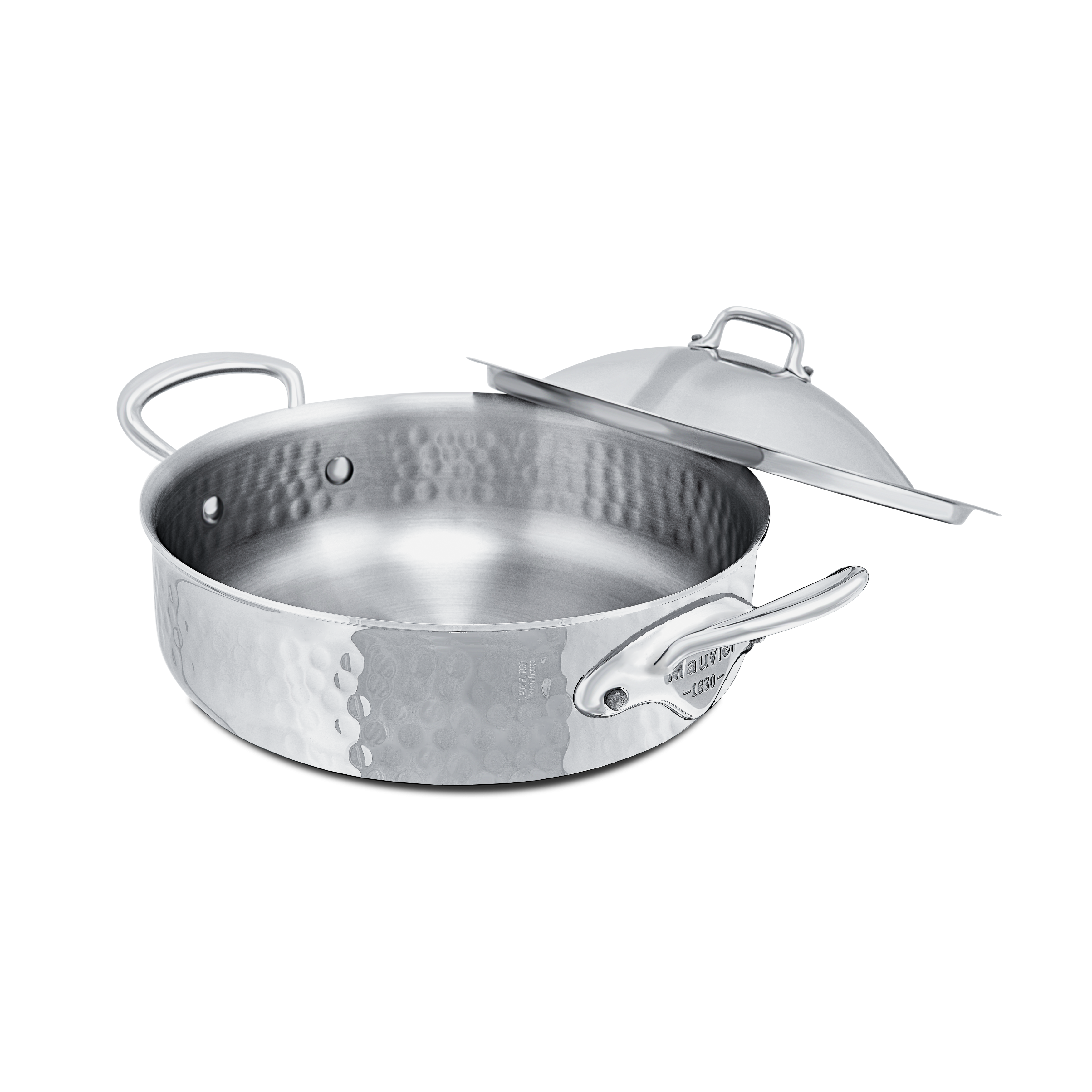 Rondeau en inox martelé avec couvercle M'ÉLITE