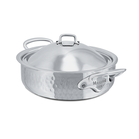 Rondeau en inox martelé avec couvercle M'ÉLITE