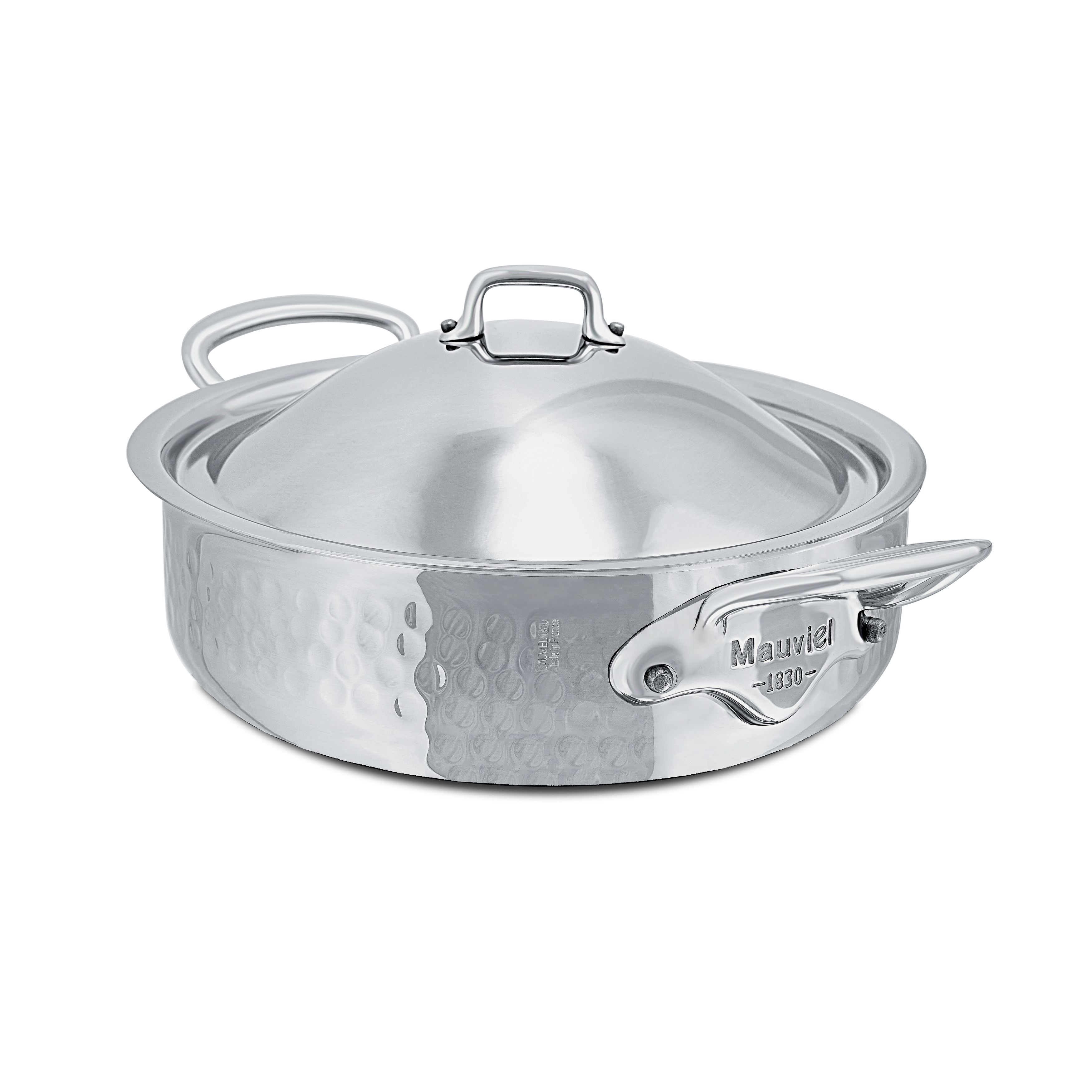Rondeau en inox martelé avec couvercle M'ÉLITE
