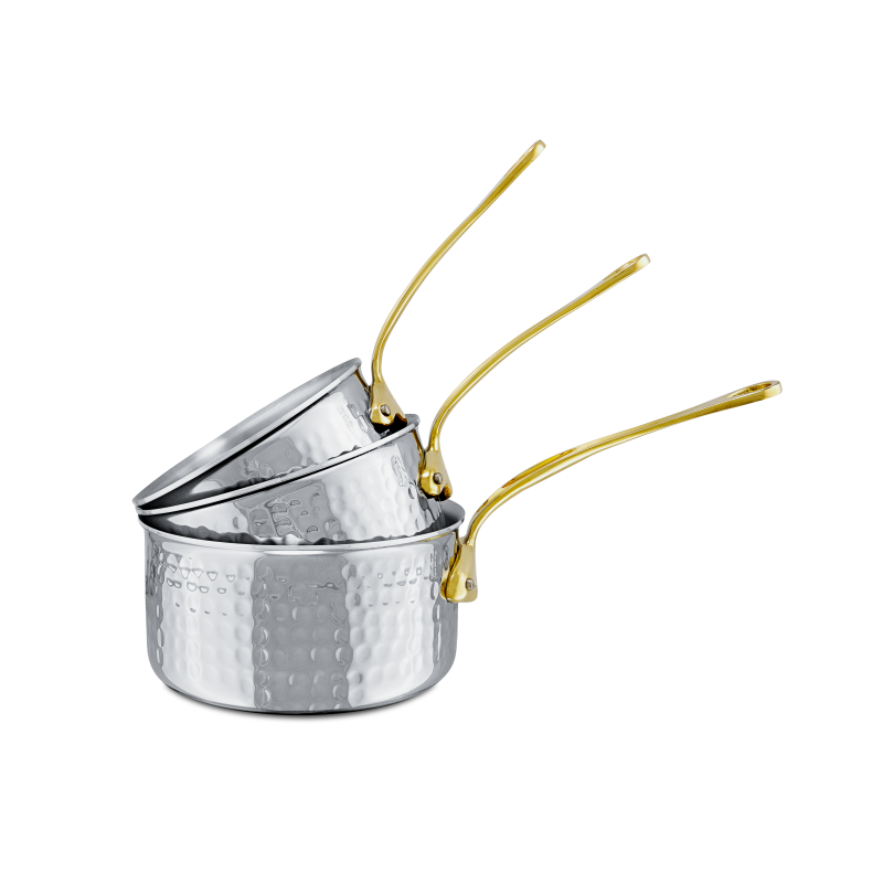 Batterie de 3 casseroles en inox martelé M'ÉLITE B